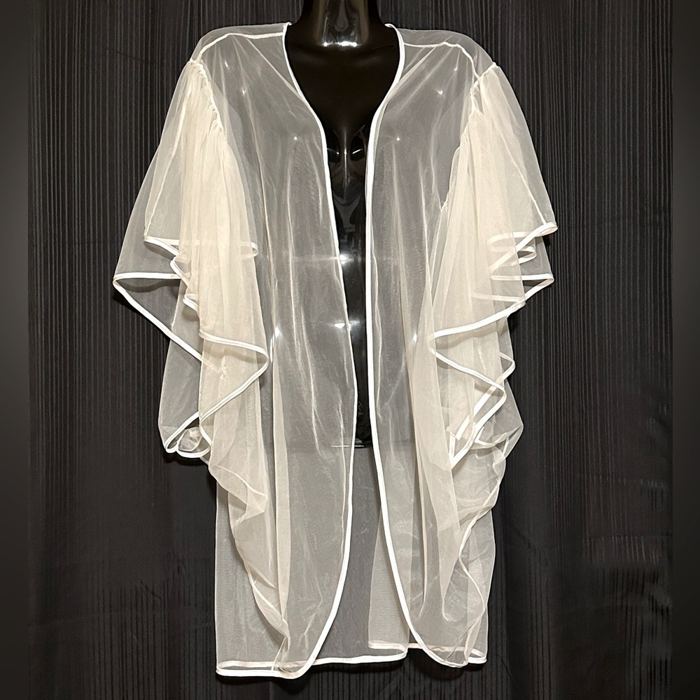 Sheer with satin trim lingerie or swim coverup